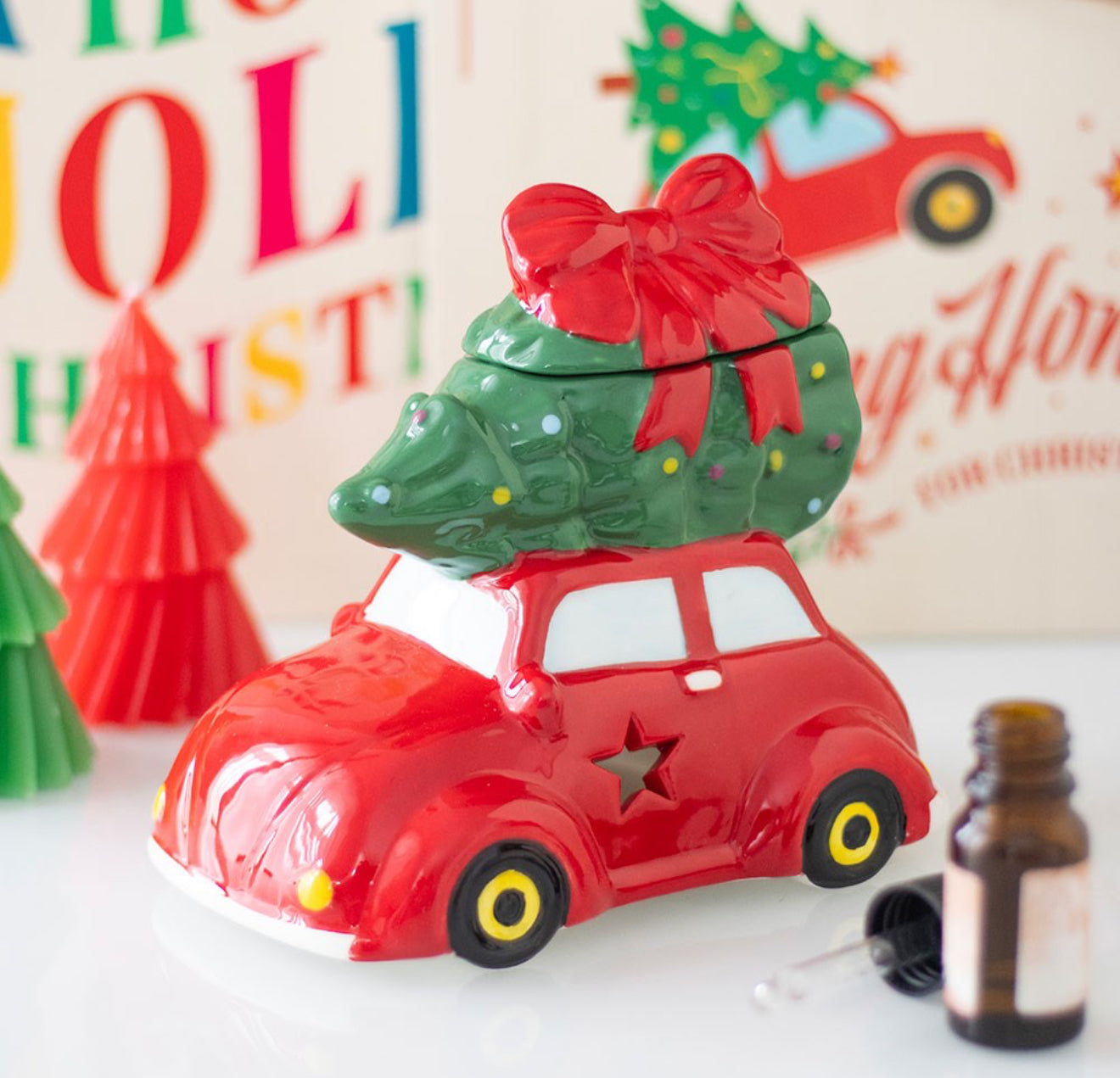 Car with Christmas Tree Wax Melter